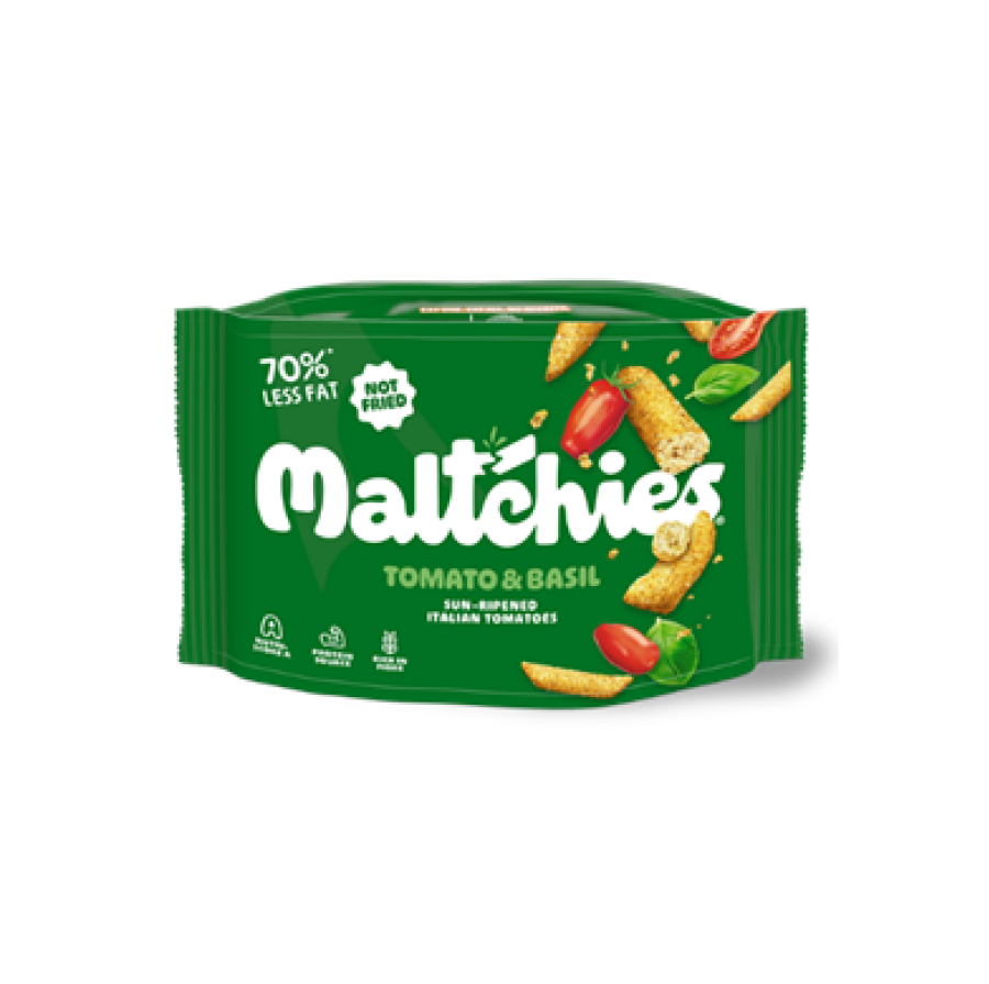 MALTCHIES Salyklinis užkandis pomidorų ir bazilikų skonio, 45g